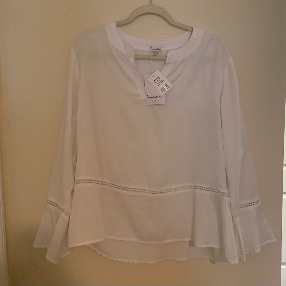 White Bell Sleeve Blouse